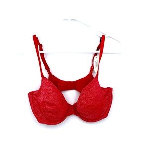 Victoria Secret Unlined Semi Demi Underwire DISCONTINUED Red Bra 36 D
